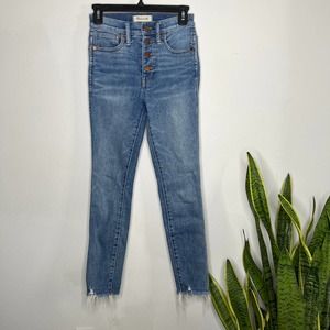 Madewell Medium Wash 10" High Rise Skinny raw Hem 24